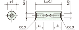 両め screw Brass spacer (Round)Drawing