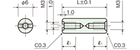 両め screw Brass spacer (Round)Drawing