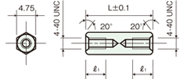 両め screw Brass spacer(Hexagonal type)Drawing