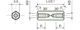 Eco brass spacer(Hexagonal type)Drawing