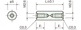 両め screw Brass spacer (Round)Drawing