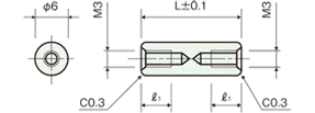 Eco brass spacer(Hexagonal type)Drawing