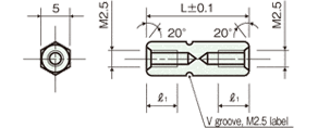 両め screw Brass spacer(Hexagonal type)Drawing