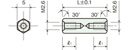 Eco brass spacer(Hexagonal type)Drawing