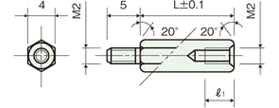 Brass spacer(Hexagonal type)オスメスScrewDrawing